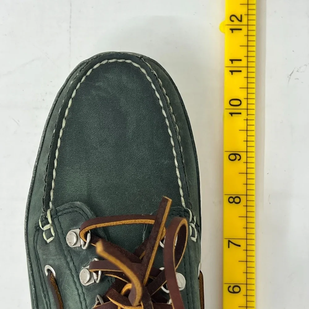 Polo Sport Ralph Lauren Boat‎ Shoes Loden Leather Moc Toe Green Men's 8D VTG NEW